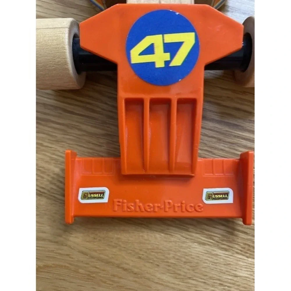 Fisher-Price Montgomery Schoolhouse Wood Toy Vehicle Lot 5pc Kids Orange Good